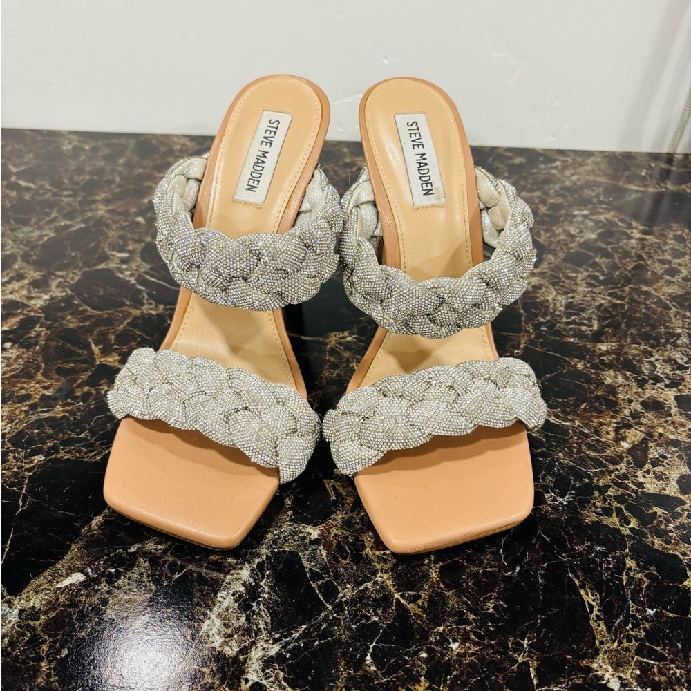 Steve Madden Women's Braided Sandals - Silver and Tan